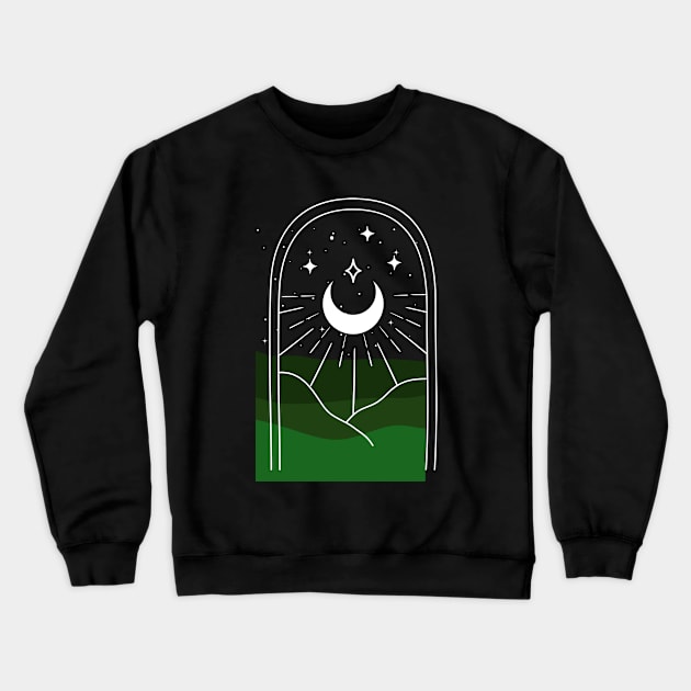 Boho Green Desert Chic Style Graphic Design Crewneck Sweatshirt by Mia Delilah